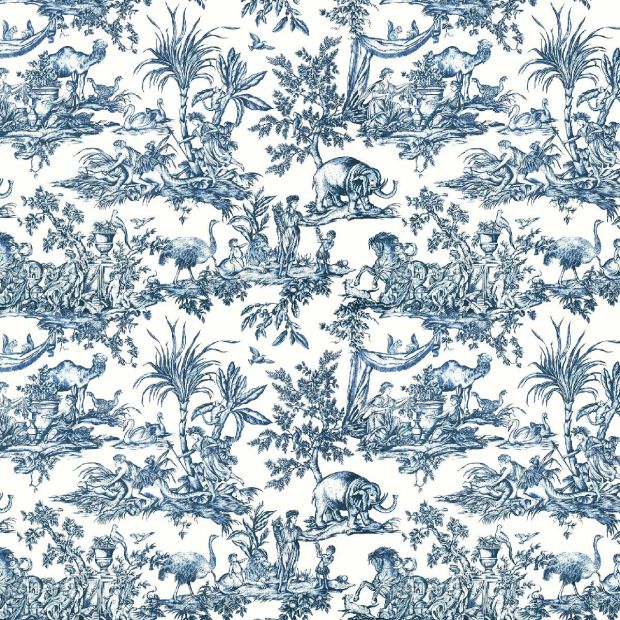 Antilles Toile Wallpaper Navy Blue