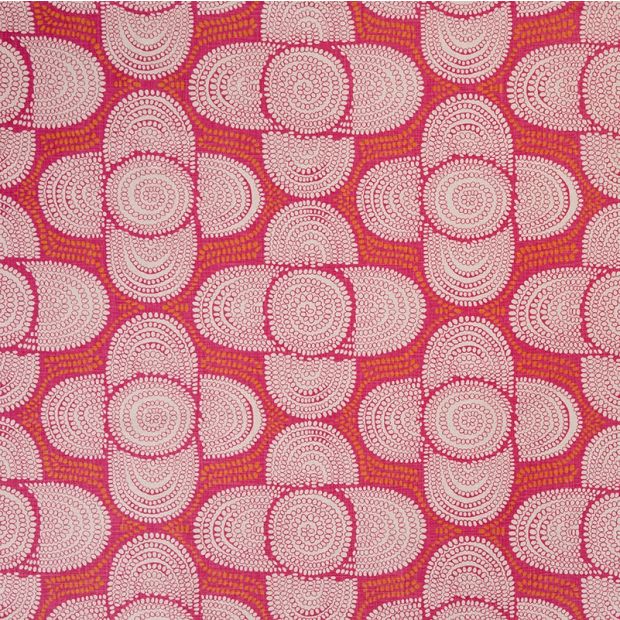 Azteque Linen Fabric Hot Pink Print