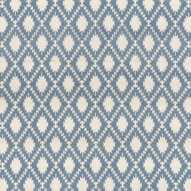 Bagatelle Silk Fabric Blue Trellis