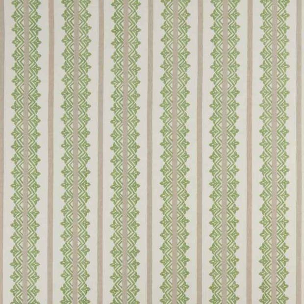 Basholi Linen Fabric Grey Green Striped