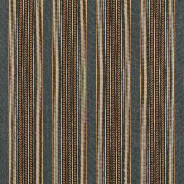 Berber Stripe Fabric Denim Blue Orange