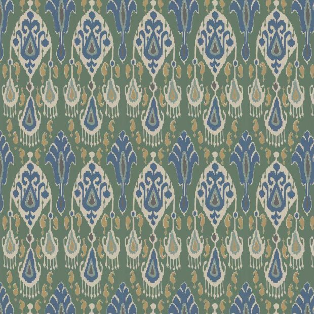 Blue and Green Ikat Wallpaper