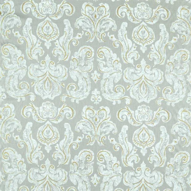 Brocatello Impasto Silver Damask Fabric