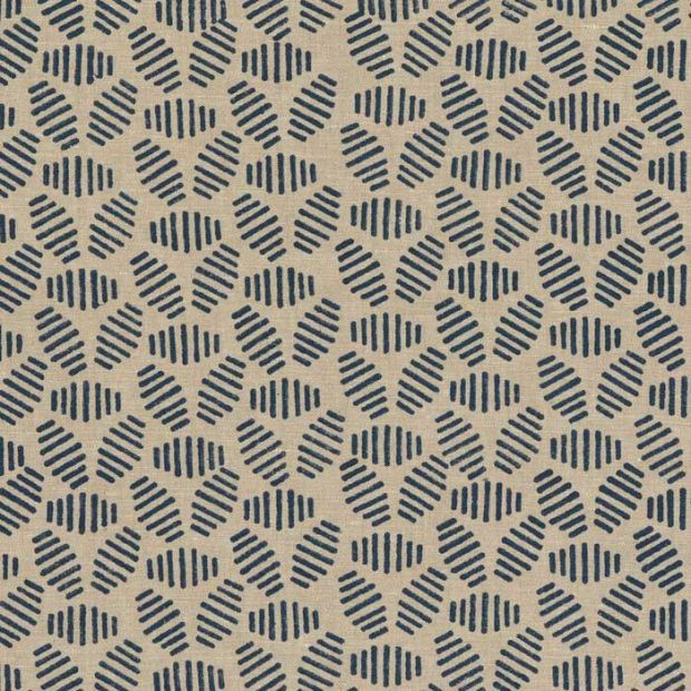 Bumble Bee Linen Fabric Indigo Blue