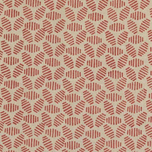 Bumble Bee Linen Fabric Rustic Red