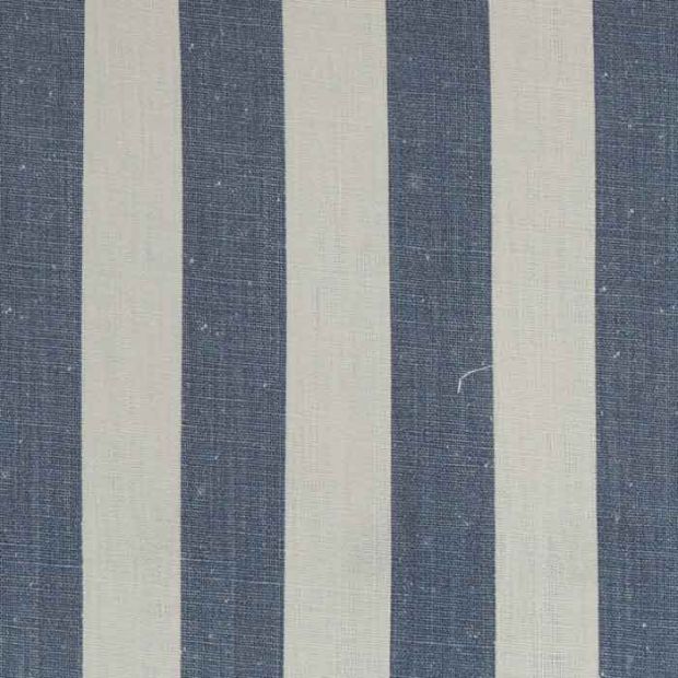 Charlie Stripe Linen Fabric Dusk Dark Blue