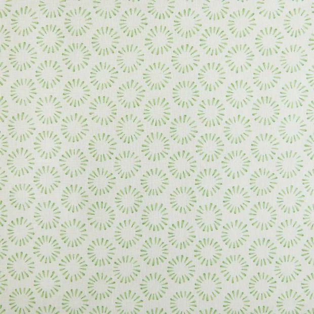 Circles Linen Fabric Green Printed
