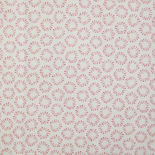 Circles Linen Fabric Pink Printed