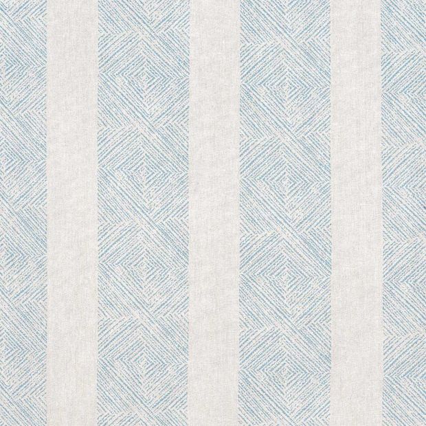 Clipperton Stripe Linen Fabric Blue on Natural