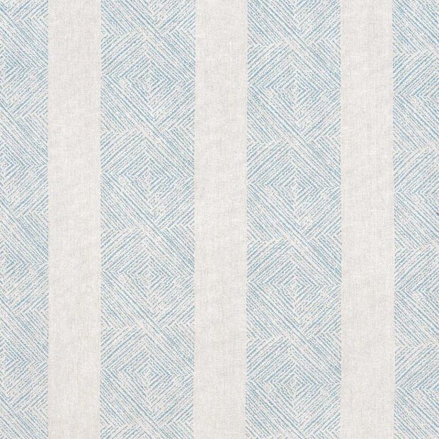 Clipperton Stripe Linen Fabric Blue on Natural