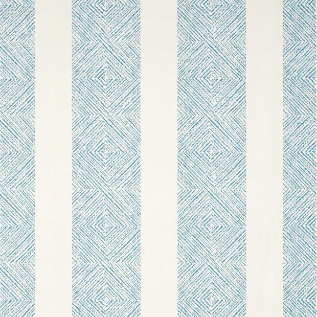 Clipperton Stripe Wallpaper Blue on Natural Geometric