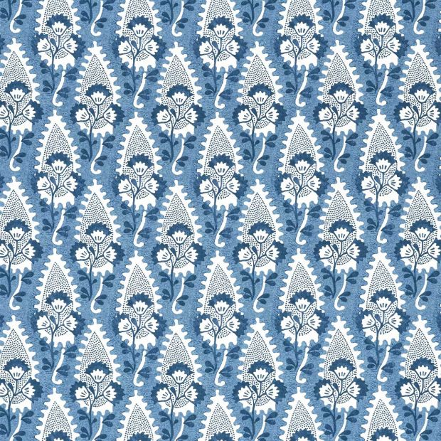 Cornwall Linen Fabric Blue Floral