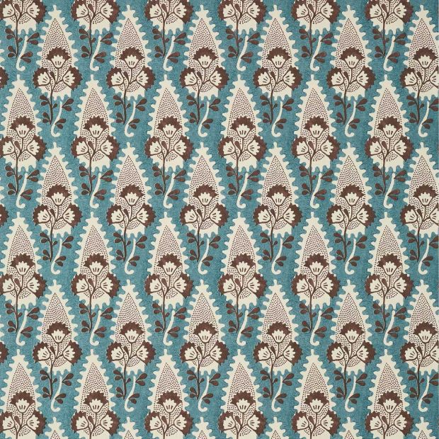 Cornwall Wallpaper Brown and Slate Blue Floral