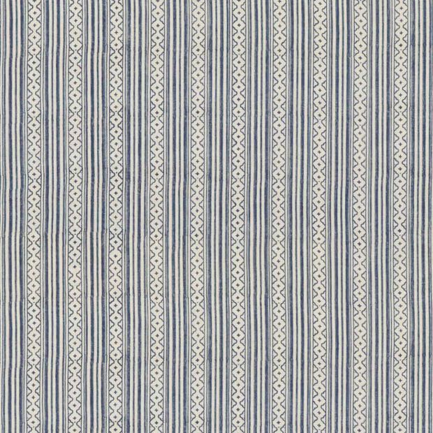 Ebury Stripe Linen Fabric Blue