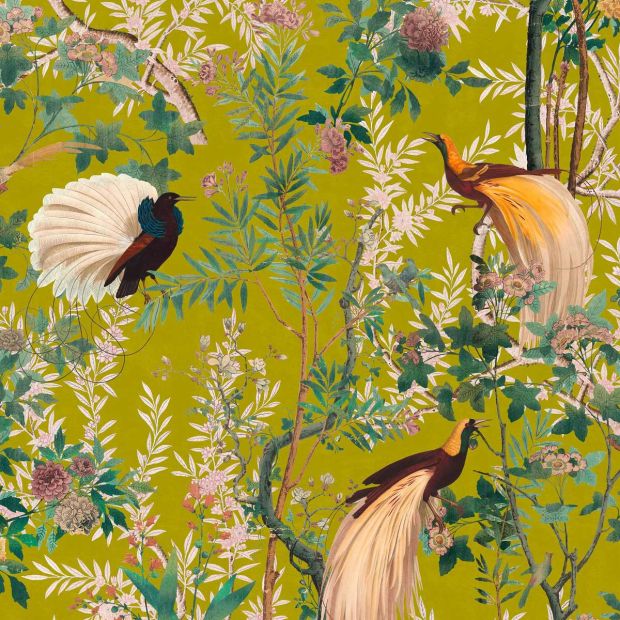 Fabric with Birds and Flowers
