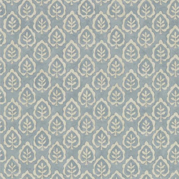 Fencott Wallpaper Blue and Beige Leaf Print