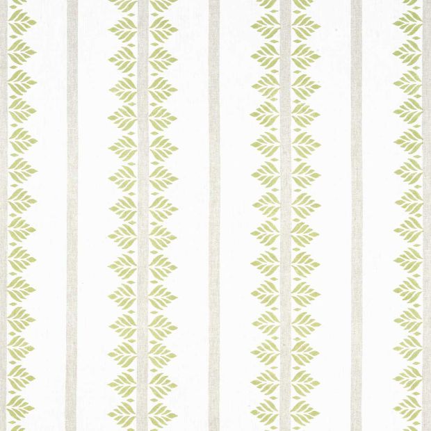Fern Stripe Linen Fabric Green