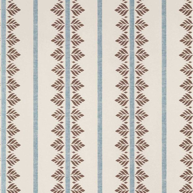 Fern Stripe Wallpaper Brown and Slate Blue