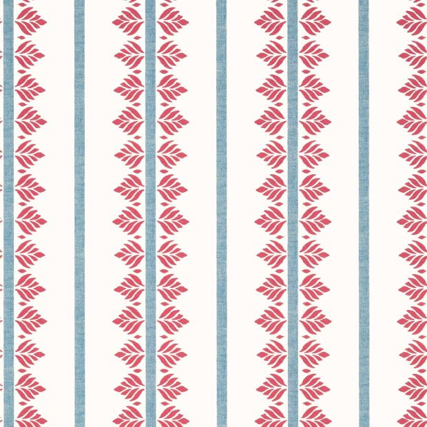 Fern Stripe Wallpaper Red and Blue