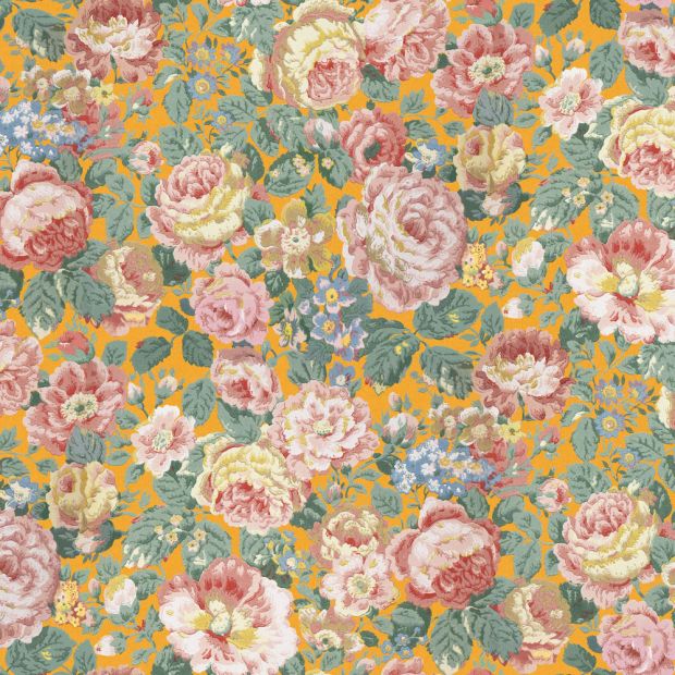 Grande Rose Yellow | Floral Cottage Fabric | F&P Interiors