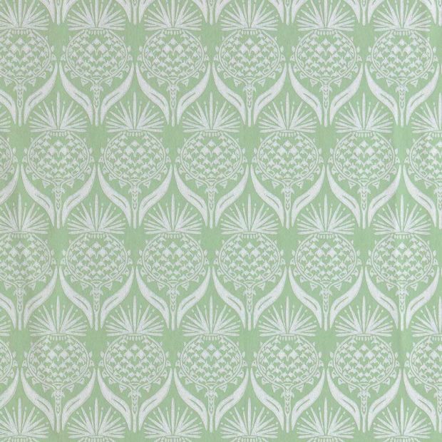 Green Wallpaper with Flowers