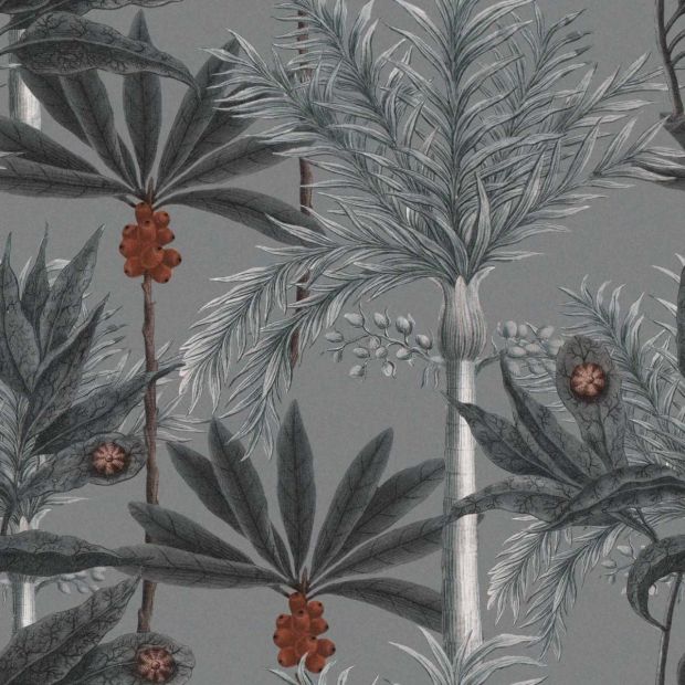 Grey Palm Leaf Wallpaper