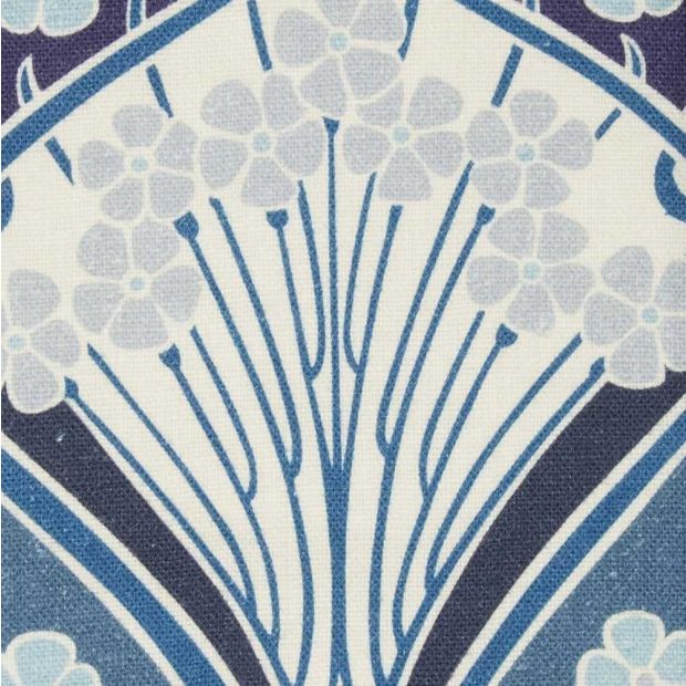 Ianthe Bloom Linen Fabric Lapis