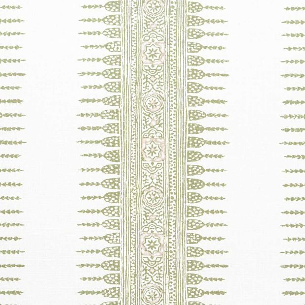 Javanese Stripe Fabric Green and White