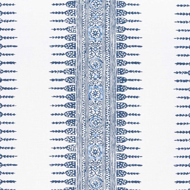 Javanese Stripe Fabric Navy and White