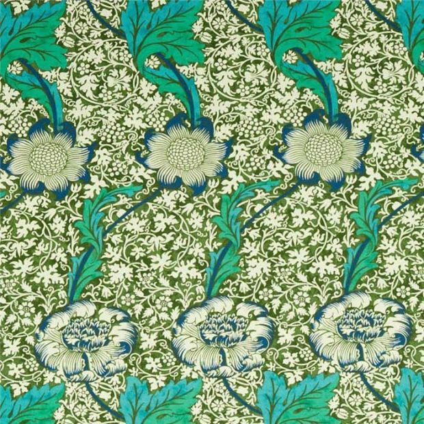 Kennet Fabric Olive Green Turquoise