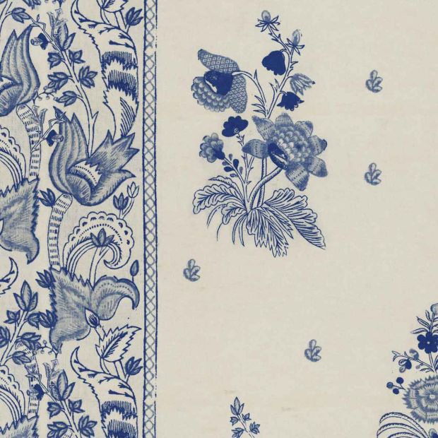 Korond Floral Wallpaper Indigo Blue Striped