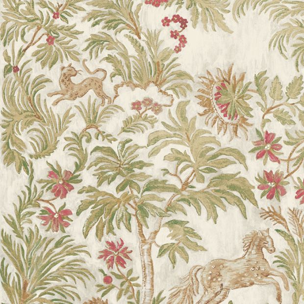 Les Animaux Wallpaper Linen White