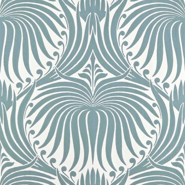 Lotus Wallpaper Pointing Oval Room Blue