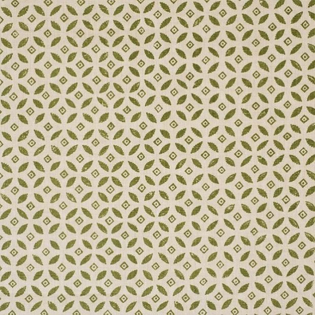 Lulsley Linen Fabric Light Moss Green Geometric Print