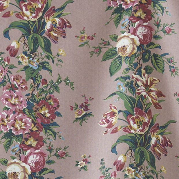 Mansfield Fabric Printed Linen Floral Stripe Fabric