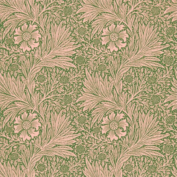 Marigold Wallpaper Pink Olive Green