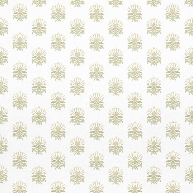 Milford Fabric Beige and Green Small Floral Print