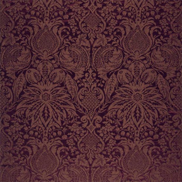 Mitford Weave Wine Red Damask Fabric