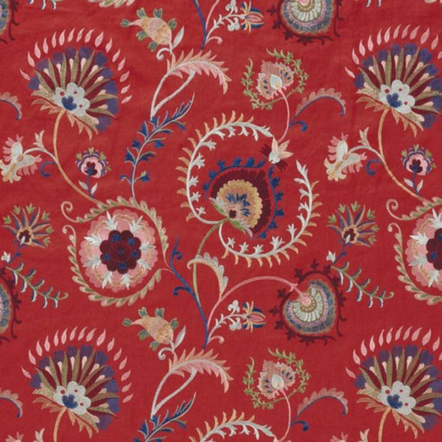 Mandana Embroidery Fabric Red