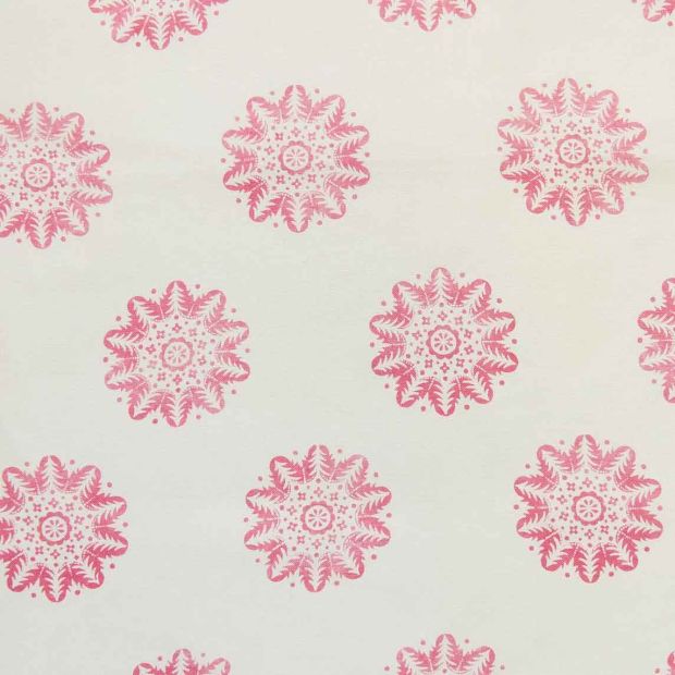 Nordic Linen Fabric Pink Printed