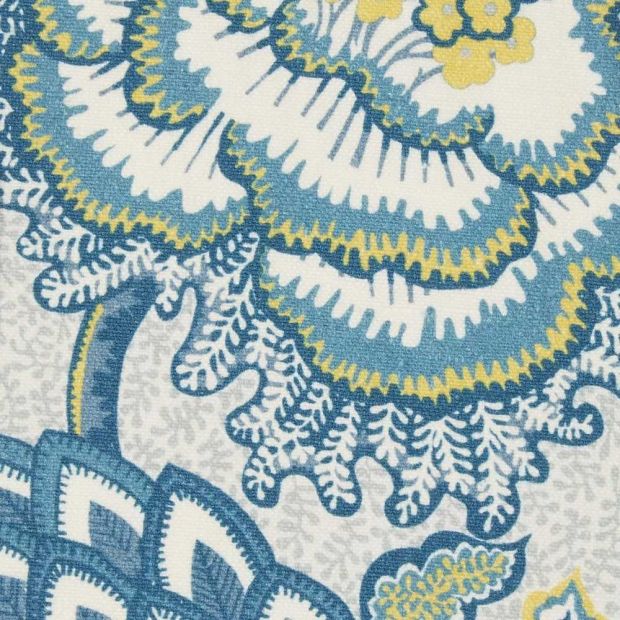 Patricia Linen Fabric Lichen Blue Yellow