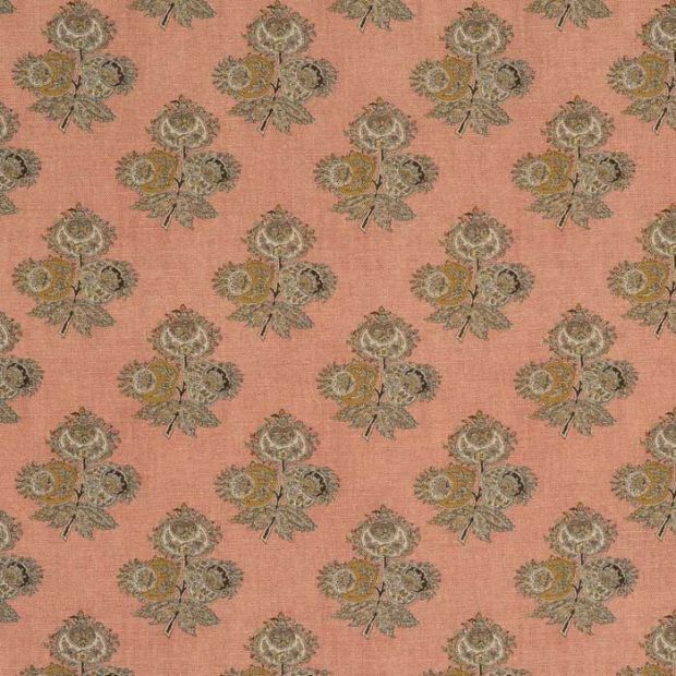Poppy Pink and Yellow Paisley Fabric