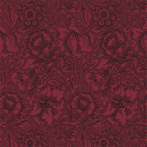 Poppy Wallpaper Claret Red Floral