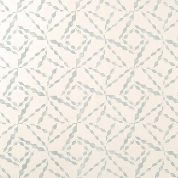 Puzzle Linen Fabric Pale Blue Geometric