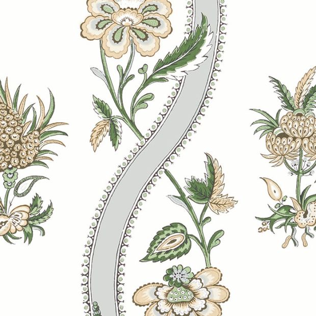 Ribbon Floral Wallpaper