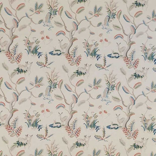 Richmond Linen Fabric Multicoloured on Natural