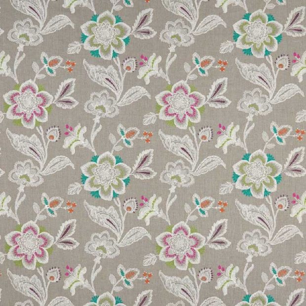 Rosings Embroidered Fabric Grey Floral
