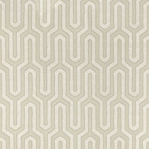 Santiago Embroidered Cotton Fabric Stone Beige