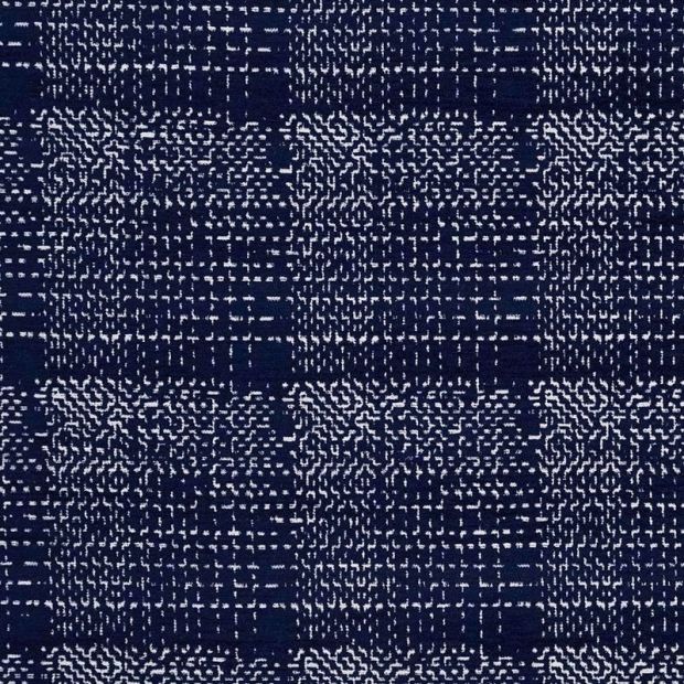 Shashiko Outdoor Fabric Azzurro Navy Blue White