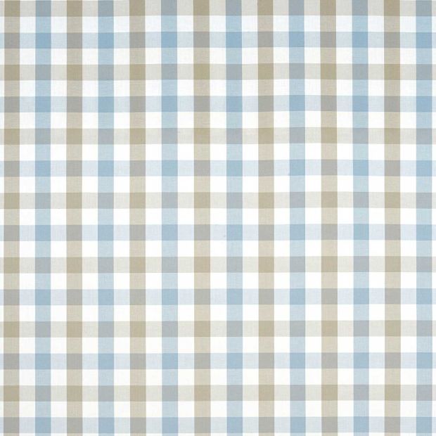 Saybrook Check Cotton Fabric Blue and Beige